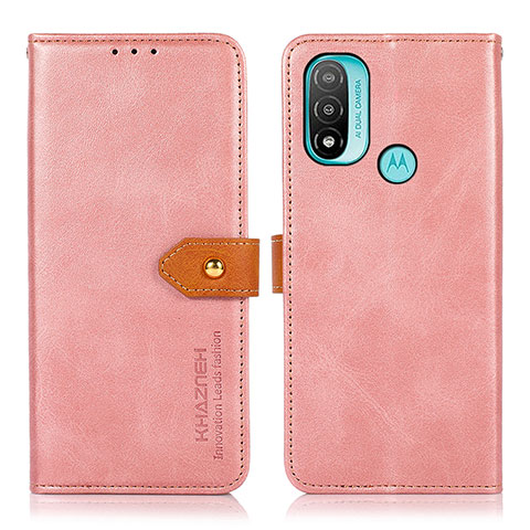 Coque Portefeuille Livre Cuir Etui Clapet N07P pour Motorola Moto E30 Rose