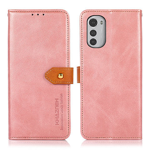 Coque Portefeuille Livre Cuir Etui Clapet N07P pour Motorola Moto E32s Rose