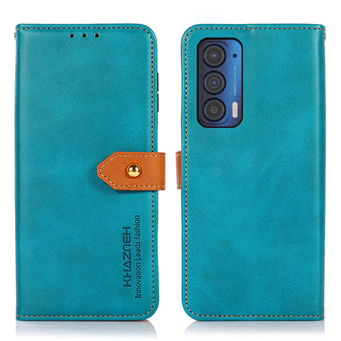 Coque Portefeuille Livre Cuir Etui Clapet N07P pour Motorola Moto Edge (2021) 5G Cyan