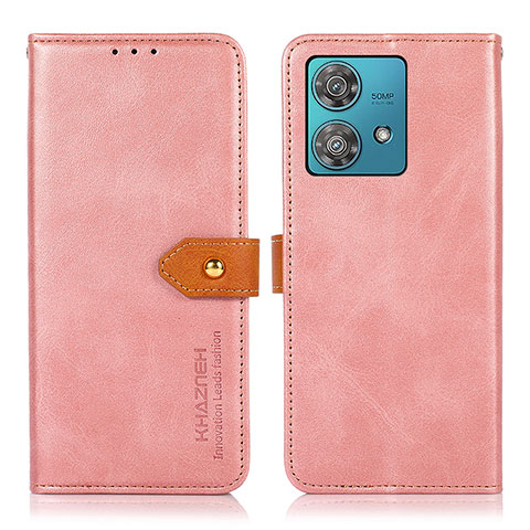 Coque Portefeuille Livre Cuir Etui Clapet N07P pour Motorola Moto Edge 40 Neo 5G Rose