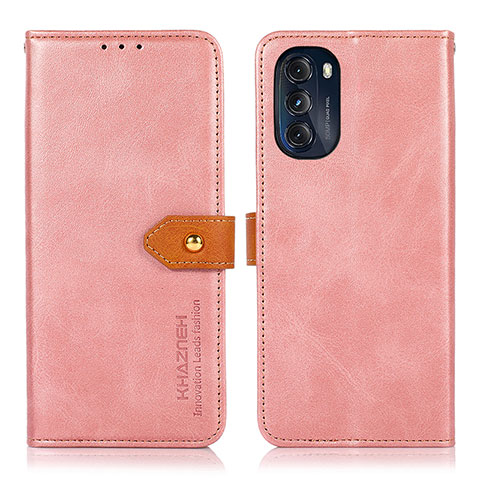 Coque Portefeuille Livre Cuir Etui Clapet N07P pour Motorola Moto G 5G (2022) Rose