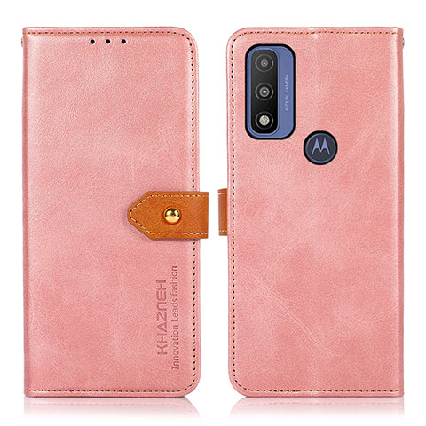 Coque Portefeuille Livre Cuir Etui Clapet N07P pour Motorola Moto G Pure Rose