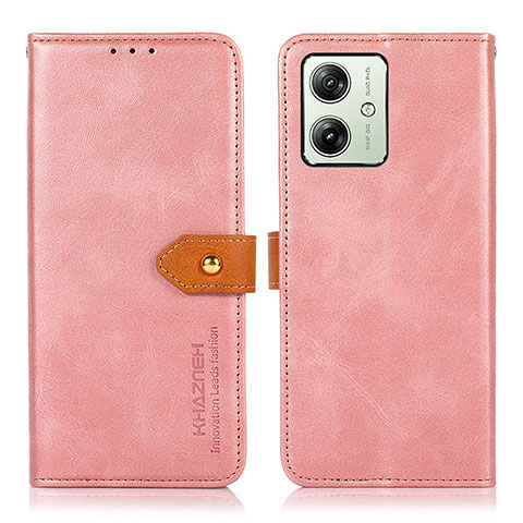 Coque Portefeuille Livre Cuir Etui Clapet N07P pour Motorola Moto G54 5G Rose