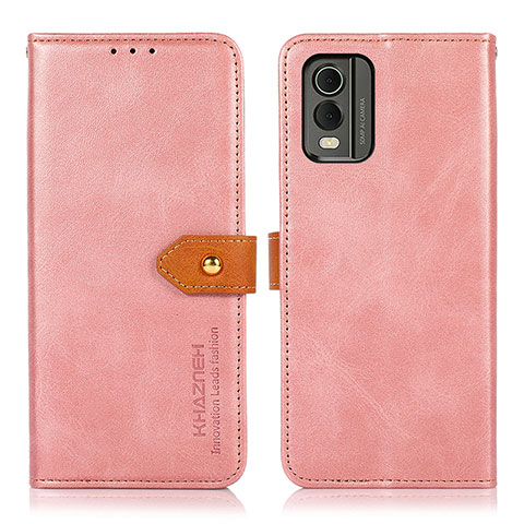 Coque Portefeuille Livre Cuir Etui Clapet N07P pour Nokia C32 Rose