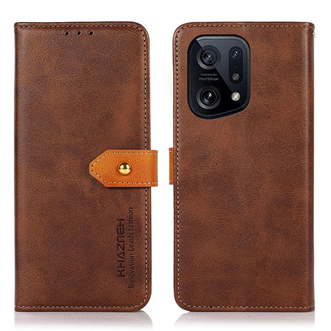 Coque Portefeuille Livre Cuir Etui Clapet N07P pour Oppo Find X5 5G Marron