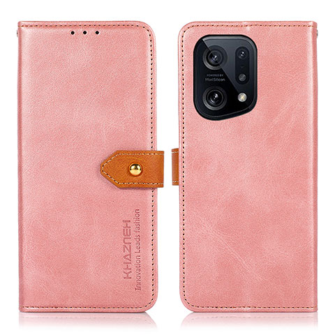 Coque Portefeuille Livre Cuir Etui Clapet N07P pour Oppo Find X5 5G Rose