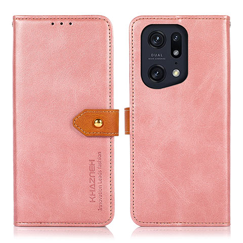 Coque Portefeuille Livre Cuir Etui Clapet N07P pour Oppo Find X5 Pro 5G Rose