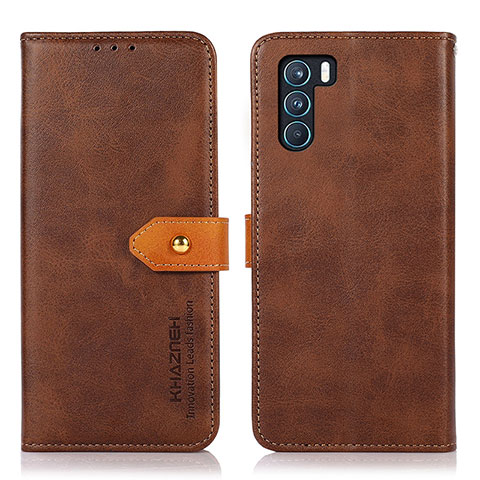 Coque Portefeuille Livre Cuir Etui Clapet N07P pour Oppo K9 Pro 5G Marron