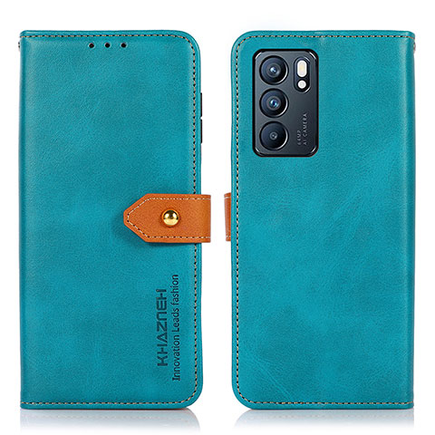 Coque Portefeuille Livre Cuir Etui Clapet N07P pour Oppo Reno6 5G Cyan