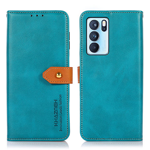 Coque Portefeuille Livre Cuir Etui Clapet N07P pour Oppo Reno6 Pro 5G India Cyan