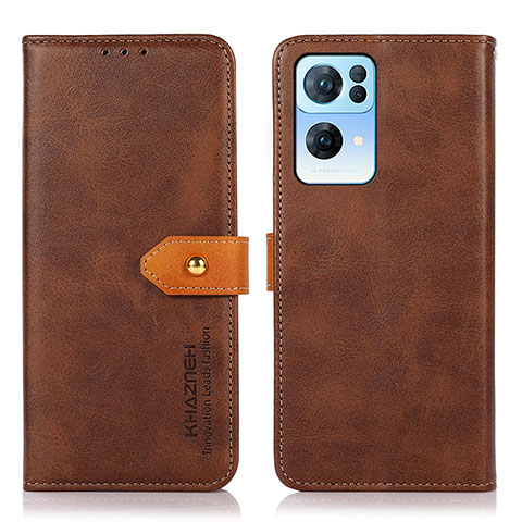 Coque Portefeuille Livre Cuir Etui Clapet N07P pour Oppo Reno7 Pro 5G Marron