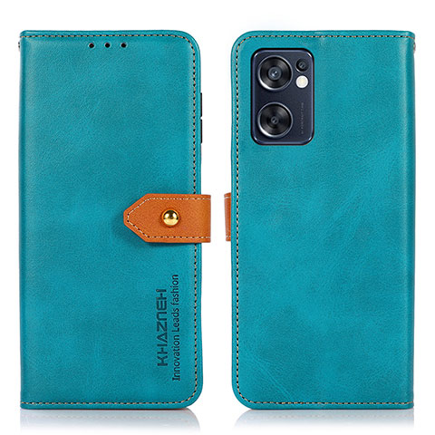 Coque Portefeuille Livre Cuir Etui Clapet N07P pour Oppo Reno7 SE 5G Cyan