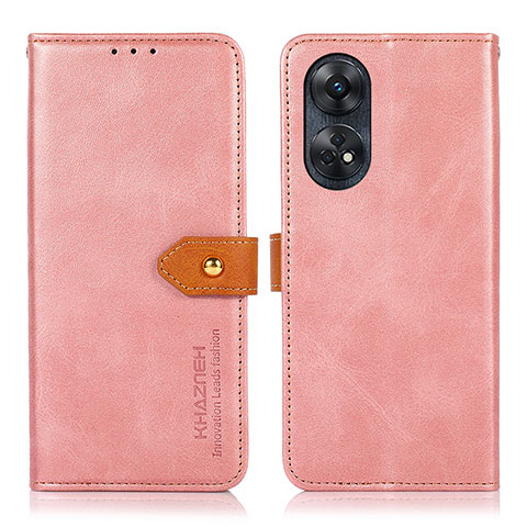 Coque Portefeuille Livre Cuir Etui Clapet N07P pour Oppo Reno8 T 4G Rose