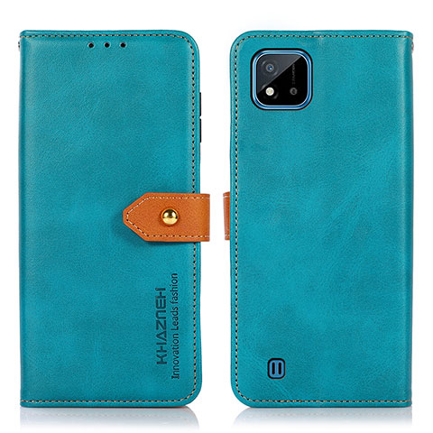 Coque Portefeuille Livre Cuir Etui Clapet N07P pour Realme C20 Cyan