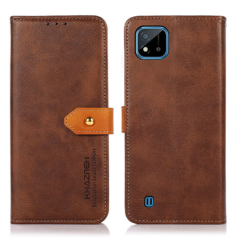 Coque Portefeuille Livre Cuir Etui Clapet N07P pour Realme C20 Marron