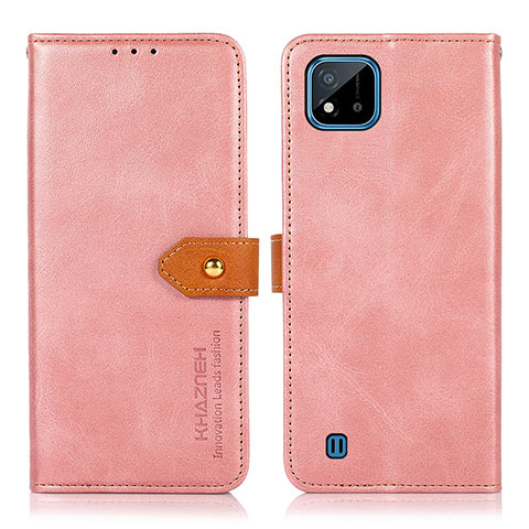 Coque Portefeuille Livre Cuir Etui Clapet N07P pour Realme C20A Rose