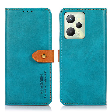 Coque Portefeuille Livre Cuir Etui Clapet N07P pour Realme C35 Cyan