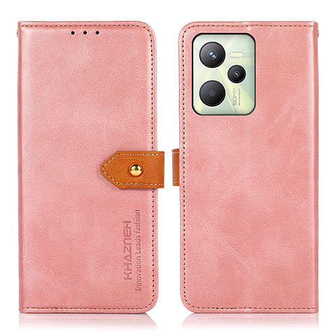 Coque Portefeuille Livre Cuir Etui Clapet N07P pour Realme C35 Rose