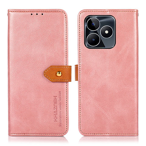 Coque Portefeuille Livre Cuir Etui Clapet N07P pour Realme C53 India Rose