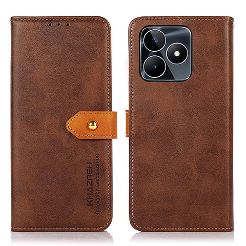 Coque Portefeuille Livre Cuir Etui Clapet N07P pour Realme C67 Marron