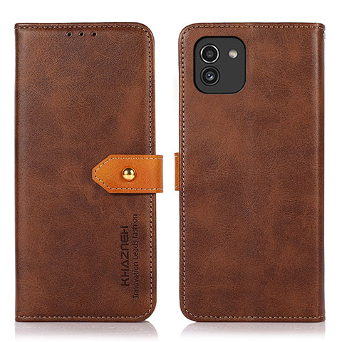 Coque Portefeuille Livre Cuir Etui Clapet N07P pour Samsung Galaxy A03 Marron