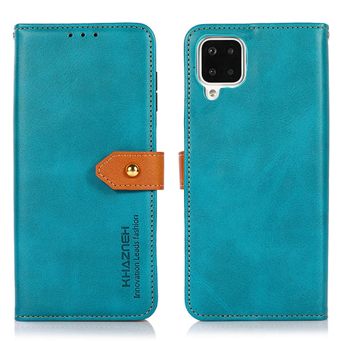 Coque Portefeuille Livre Cuir Etui Clapet N07P pour Samsung Galaxy F12 Cyan