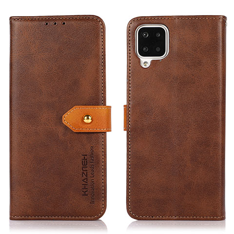 Coque Portefeuille Livre Cuir Etui Clapet N07P pour Samsung Galaxy F12 Marron