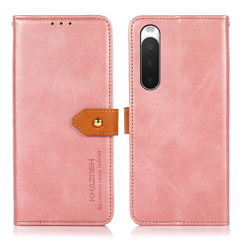 Coque Portefeuille Livre Cuir Etui Clapet N07P pour Sony Xperia 10 IV SO-52C Rose