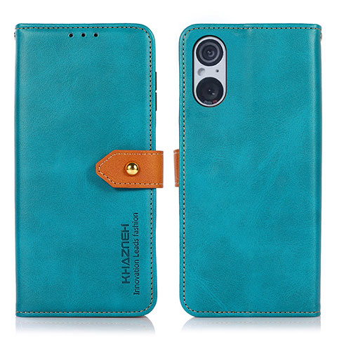 Coque Portefeuille Livre Cuir Etui Clapet N07P pour Sony Xperia 5 V Cyan