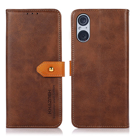 Coque Portefeuille Livre Cuir Etui Clapet N07P pour Sony Xperia 5 V Marron