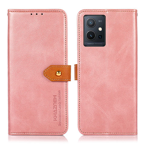 Coque Portefeuille Livre Cuir Etui Clapet N07P pour Vivo iQOO Z6 5G Rose