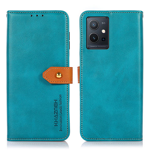 Coque Portefeuille Livre Cuir Etui Clapet N07P pour Vivo T1 5G India Cyan