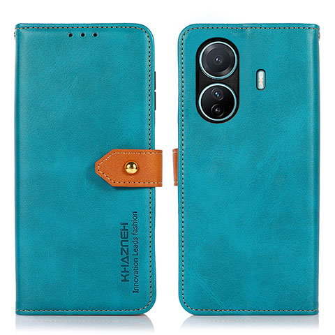 Coque Portefeuille Livre Cuir Etui Clapet N07P pour Vivo T1 Pro 5G Cyan