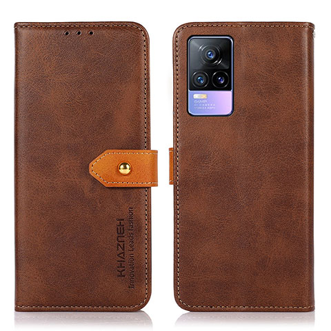 Coque Portefeuille Livre Cuir Etui Clapet N07P pour Vivo V21e 4G Marron