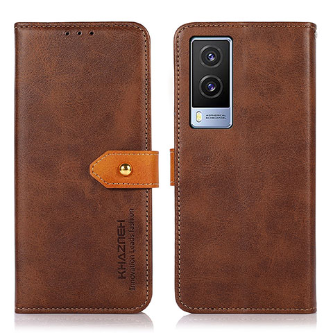 Coque Portefeuille Livre Cuir Etui Clapet N07P pour Vivo V21e 5G Marron