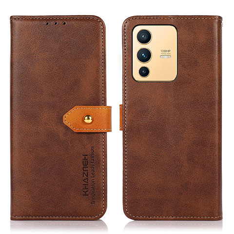 Coque Portefeuille Livre Cuir Etui Clapet N07P pour Vivo V23 5G Marron