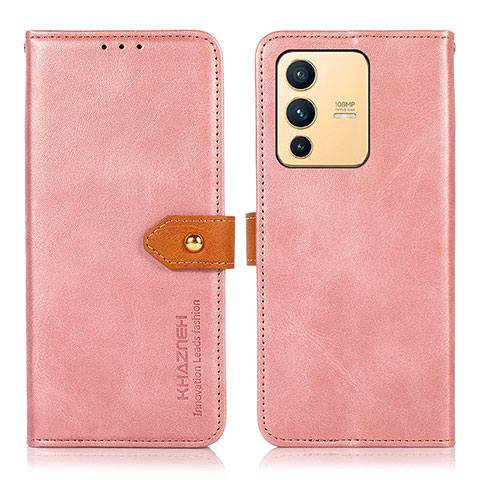 Coque Portefeuille Livre Cuir Etui Clapet N07P pour Vivo V23 5G Rose