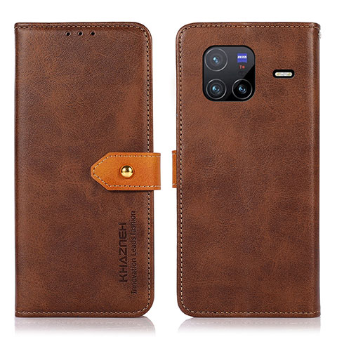 Coque Portefeuille Livre Cuir Etui Clapet N07P pour Vivo X80 5G Marron