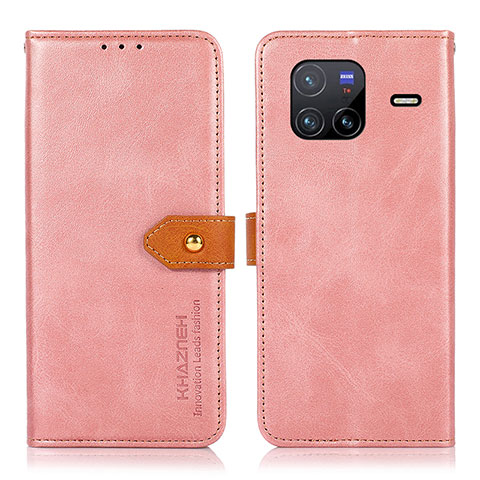 Coque Portefeuille Livre Cuir Etui Clapet N07P pour Vivo X80 5G Rose