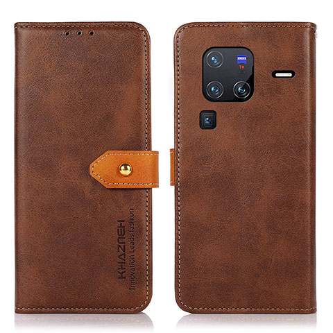 Coque Portefeuille Livre Cuir Etui Clapet N07P pour Vivo X80 Pro 5G Marron