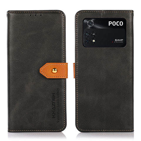 Coque Portefeuille Livre Cuir Etui Clapet N07P pour Xiaomi Poco M4 Pro 4G Noir