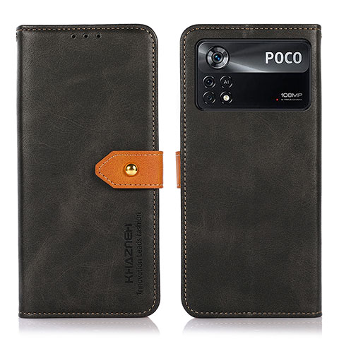 Coque Portefeuille Livre Cuir Etui Clapet N07P pour Xiaomi Poco X4 Pro 5G Noir