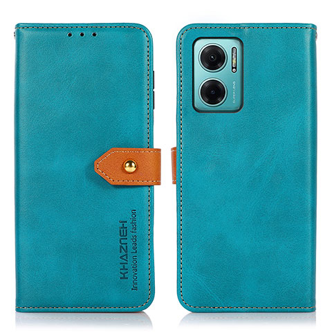 Coque Portefeuille Livre Cuir Etui Clapet N07P pour Xiaomi Redmi 10 5G Cyan