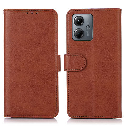 Coque Portefeuille Livre Cuir Etui Clapet N08P pour Motorola Moto G14 Marron