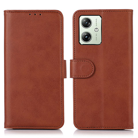 Coque Portefeuille Livre Cuir Etui Clapet N08P pour Motorola Moto G54 5G Marron