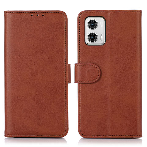 Coque Portefeuille Livre Cuir Etui Clapet N08P pour Motorola Moto G73 5G Marron