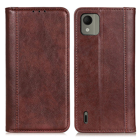 Coque Portefeuille Livre Cuir Etui Clapet N08P pour Nokia C110 Marron