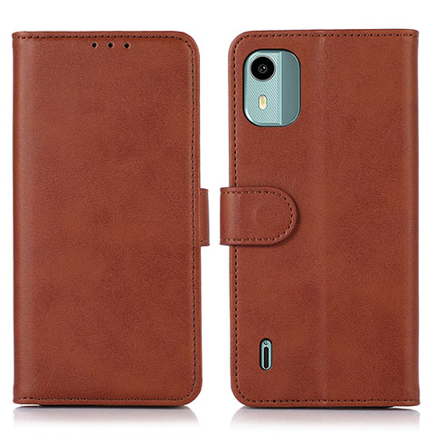 Coque Portefeuille Livre Cuir Etui Clapet N08P pour Nokia C12 Marron