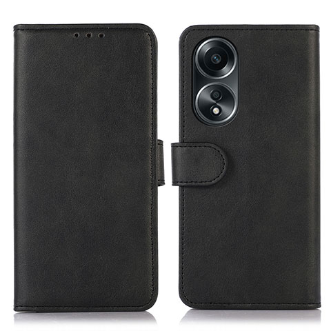 Coque Portefeuille Livre Cuir Etui Clapet N08P pour Oppo A18 Noir