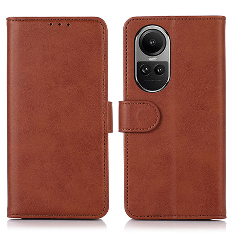 Coque Portefeuille Livre Cuir Etui Clapet N08P pour Oppo Reno10 5G Marron